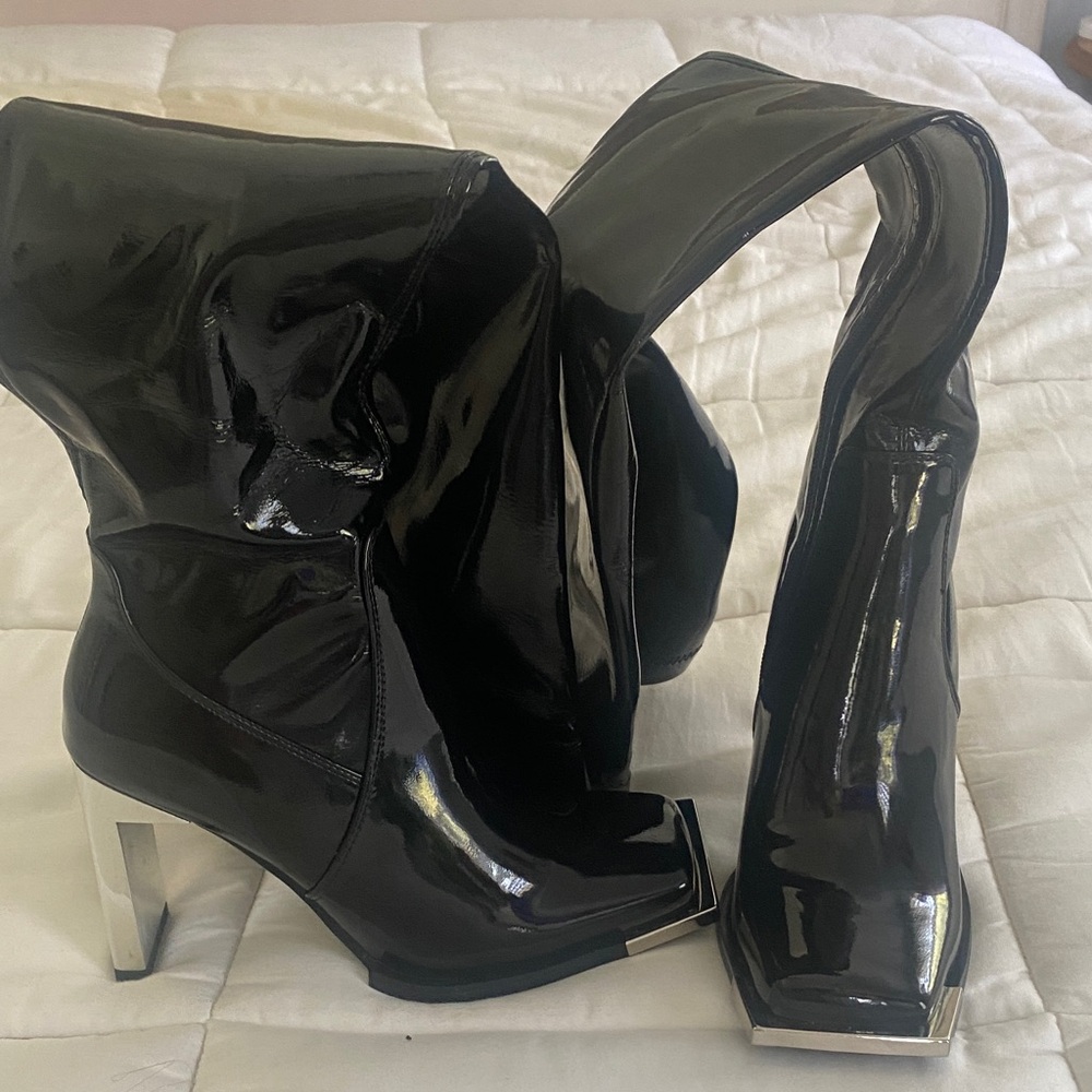 Black Patent Leather Women's Boots